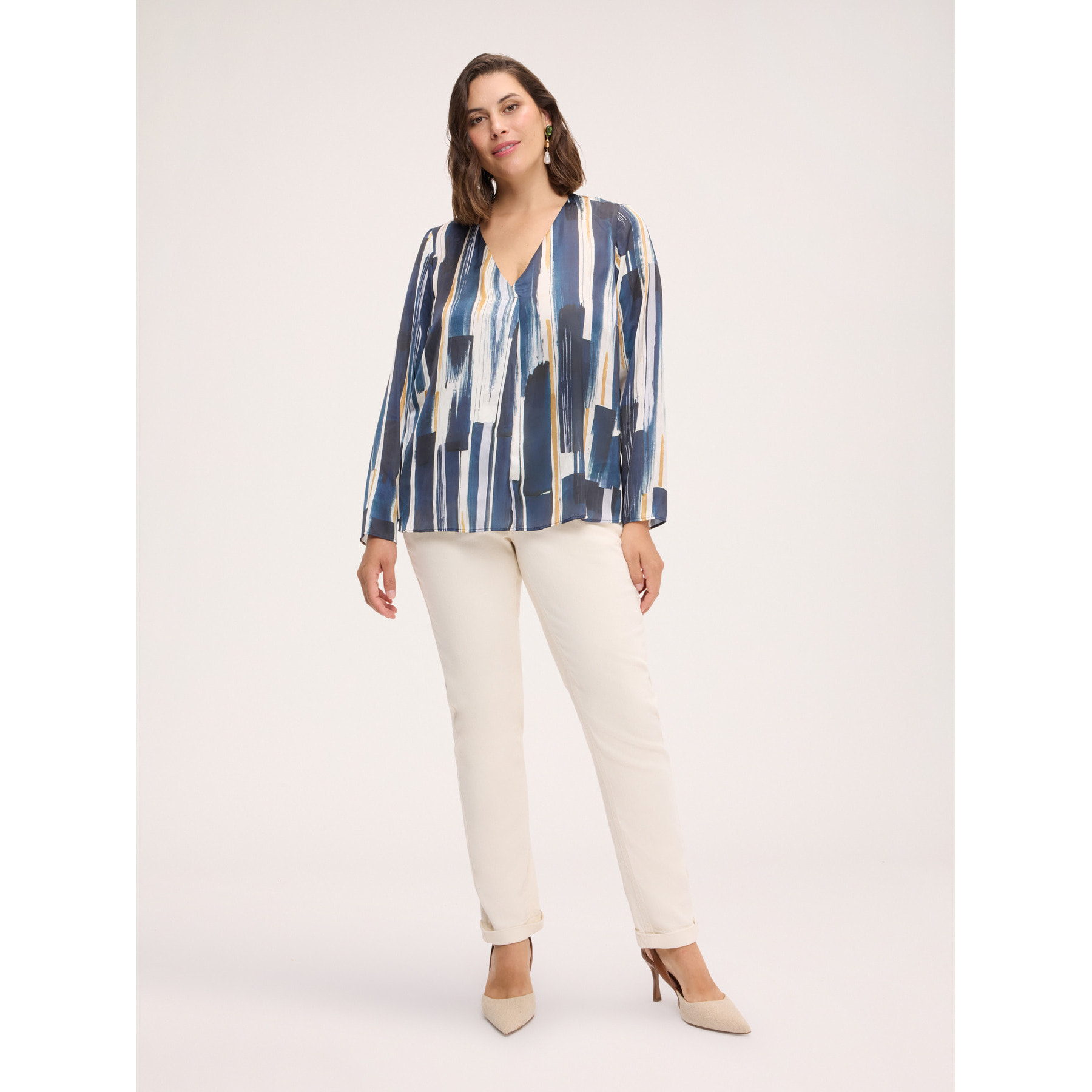 Fiorella Rubino - Blusa in raso con stampa - Blu