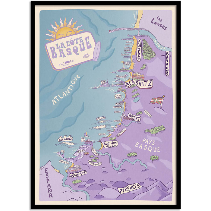 Affiche - Carte Pays Basque - Art Rider