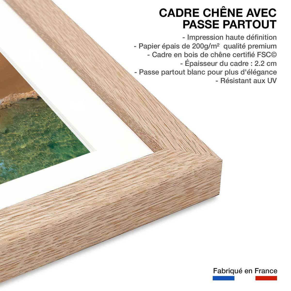 Poster cherry sun Affiche + cadre en bois - Chêne