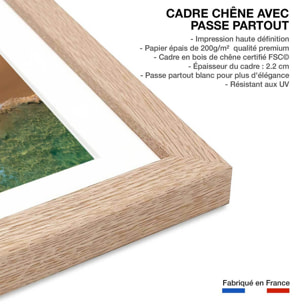 Poster cherry sun Affiche + cadre en bois - Chêne