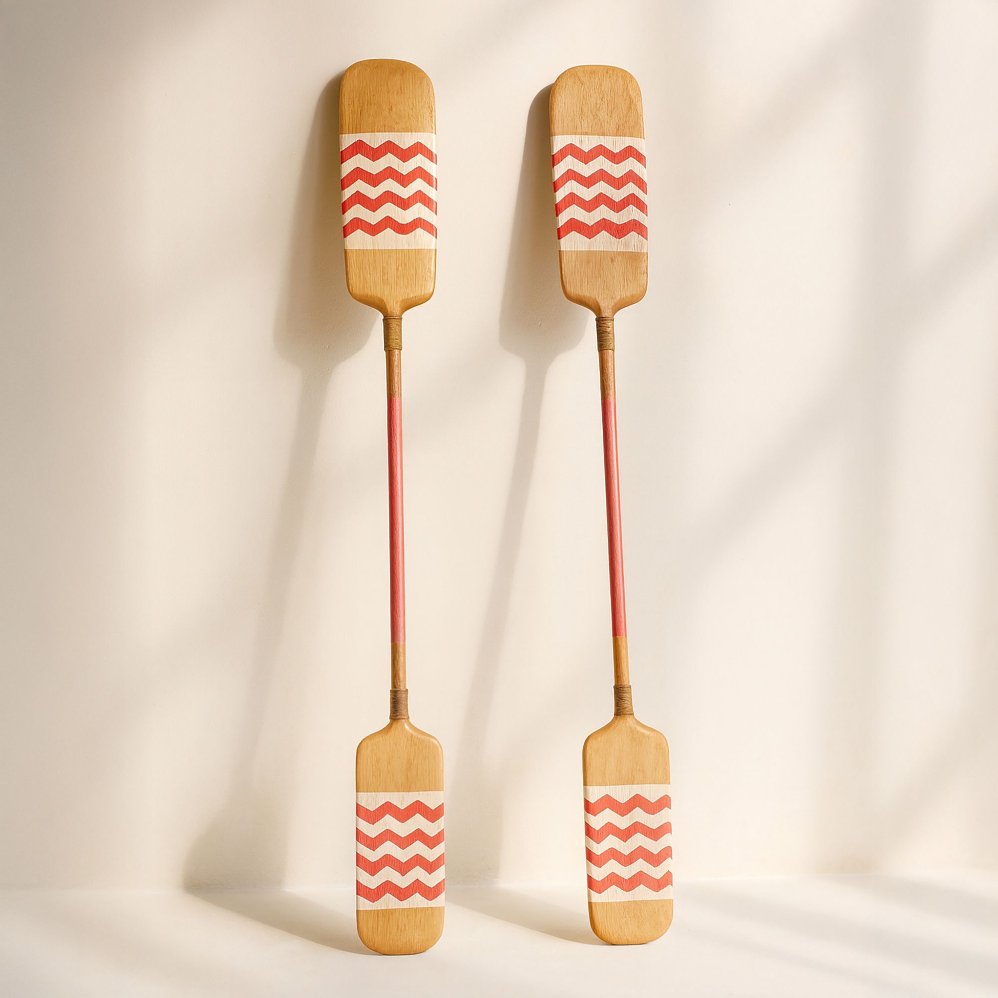 Lot de 2 pagaies en bois avec rayures roses 185cm FUFOA