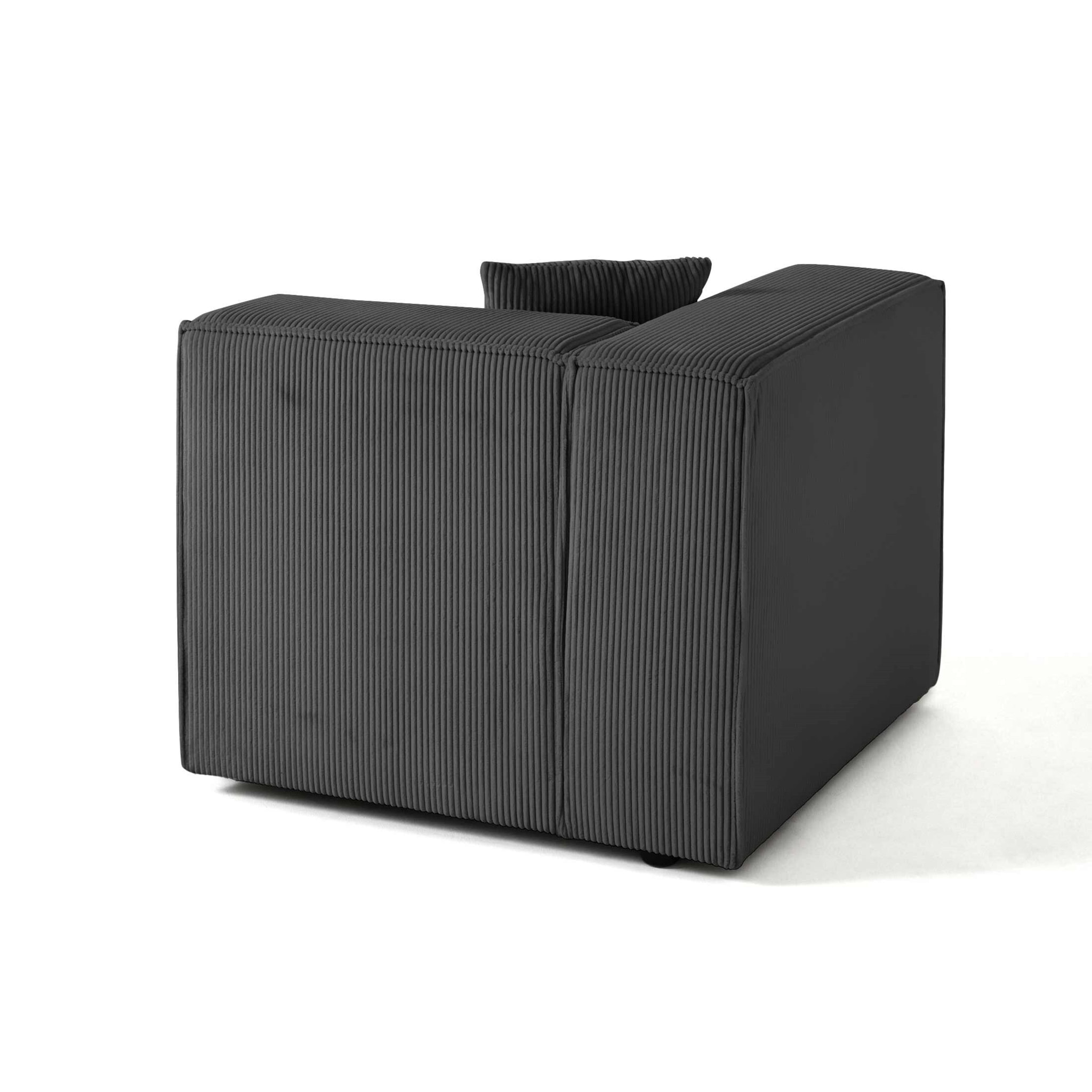 Arty - module d'assise gauche - en velours côtelé - Gris foncé