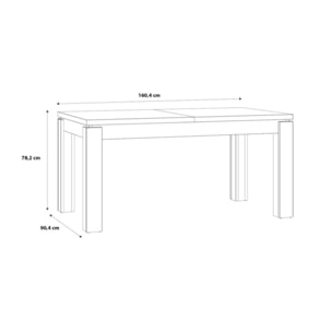 Table extensible 160/206cm en bois effet chêne & noir - FACTORY