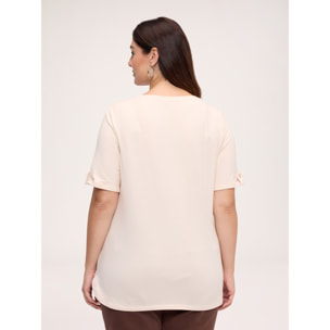 Fiorella Rubino - T-shirt in cotone con scritta motivazionale - Beige