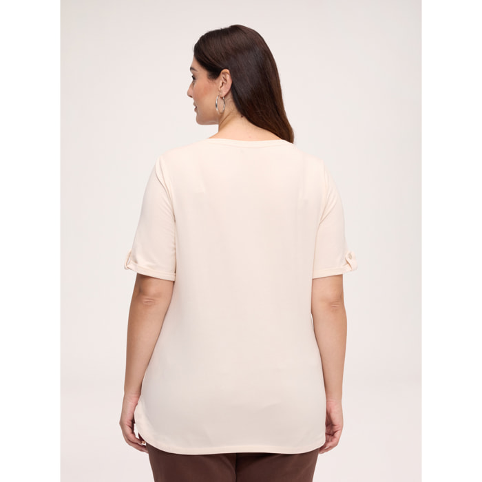 Fiorella Rubino - T-shirt in cotone con scritta motivazionale - Beige