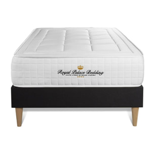 Ensemble - Matelas Mémoire de forme 24cm d'épaisseur - 3 zones de confort - Confort ferme - Sommier tapissier monobloc - 1 place
