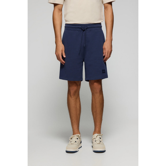 Bermuda Jonas in cotone blu marino relaxed fit con toppa in twill in gomma Polo Club