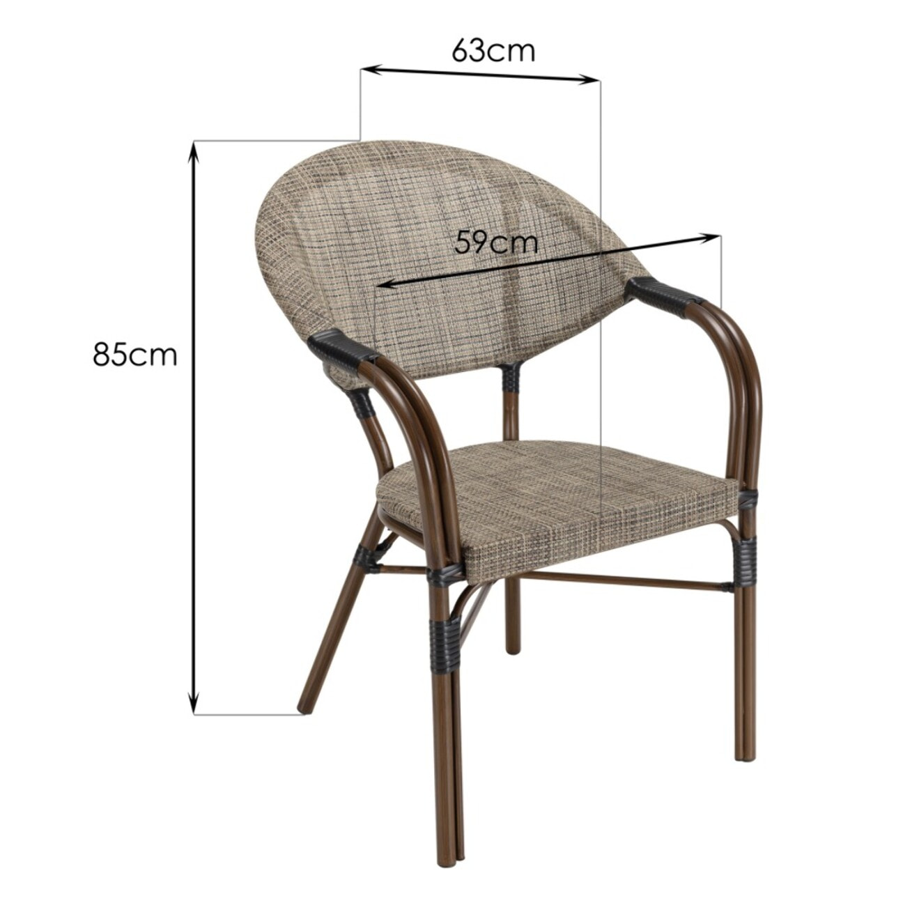 VIANNEY - Ensemble de jardin -table 70x70cm et 2 chaises grises