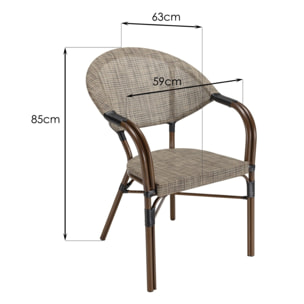 VIANNEY - Ensemble de jardin -table 70x70cm et 2 chaises grises