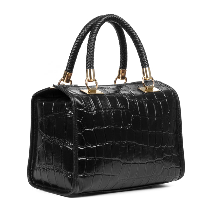 Catena Borsa tote Donna. Pelle autentica Suede Inciso Coccodrillo Grande