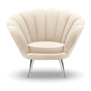 Fauteuil "Kingston" en velours beige clair