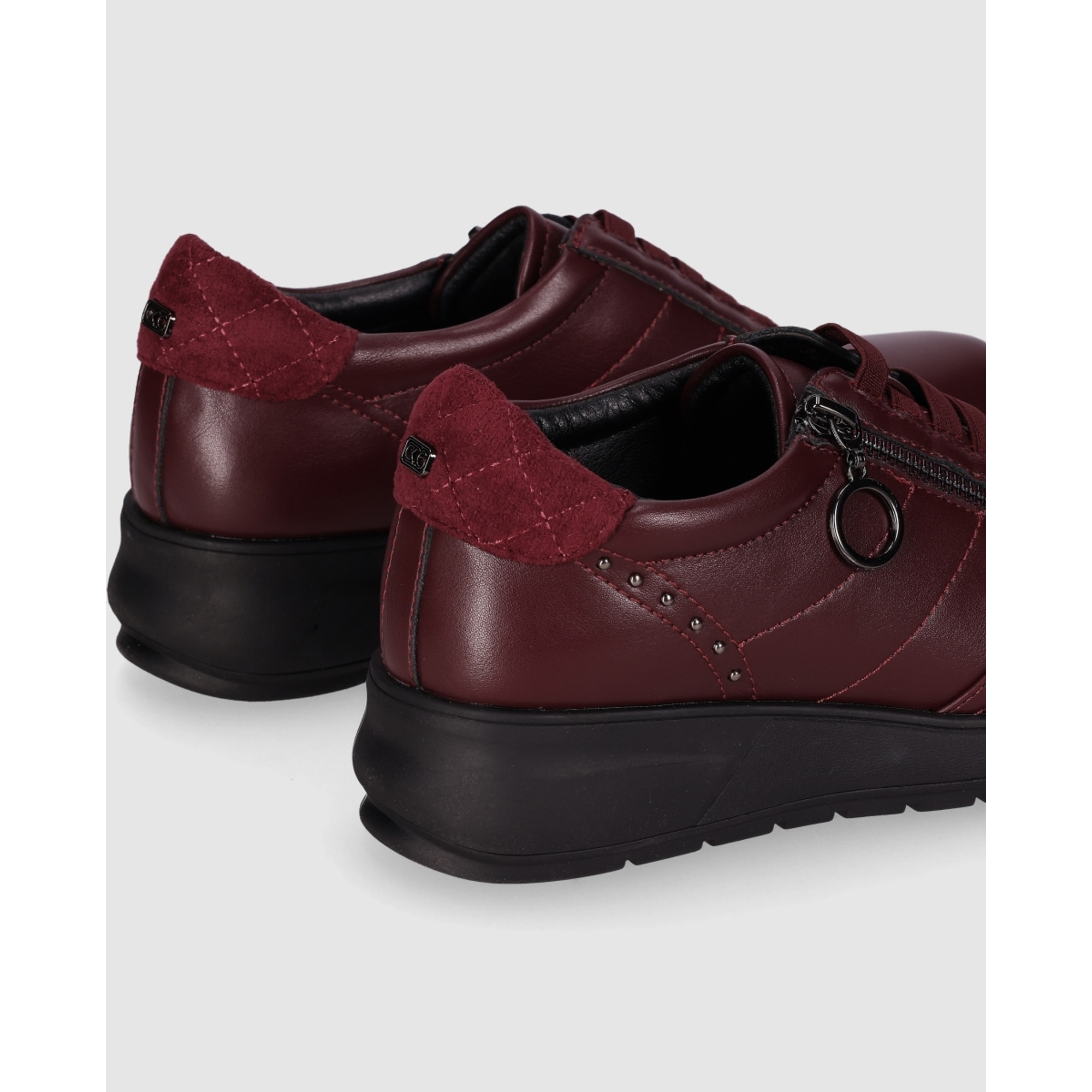Zapatos de Piel Sintética - Vino - Tacón: 3 cm