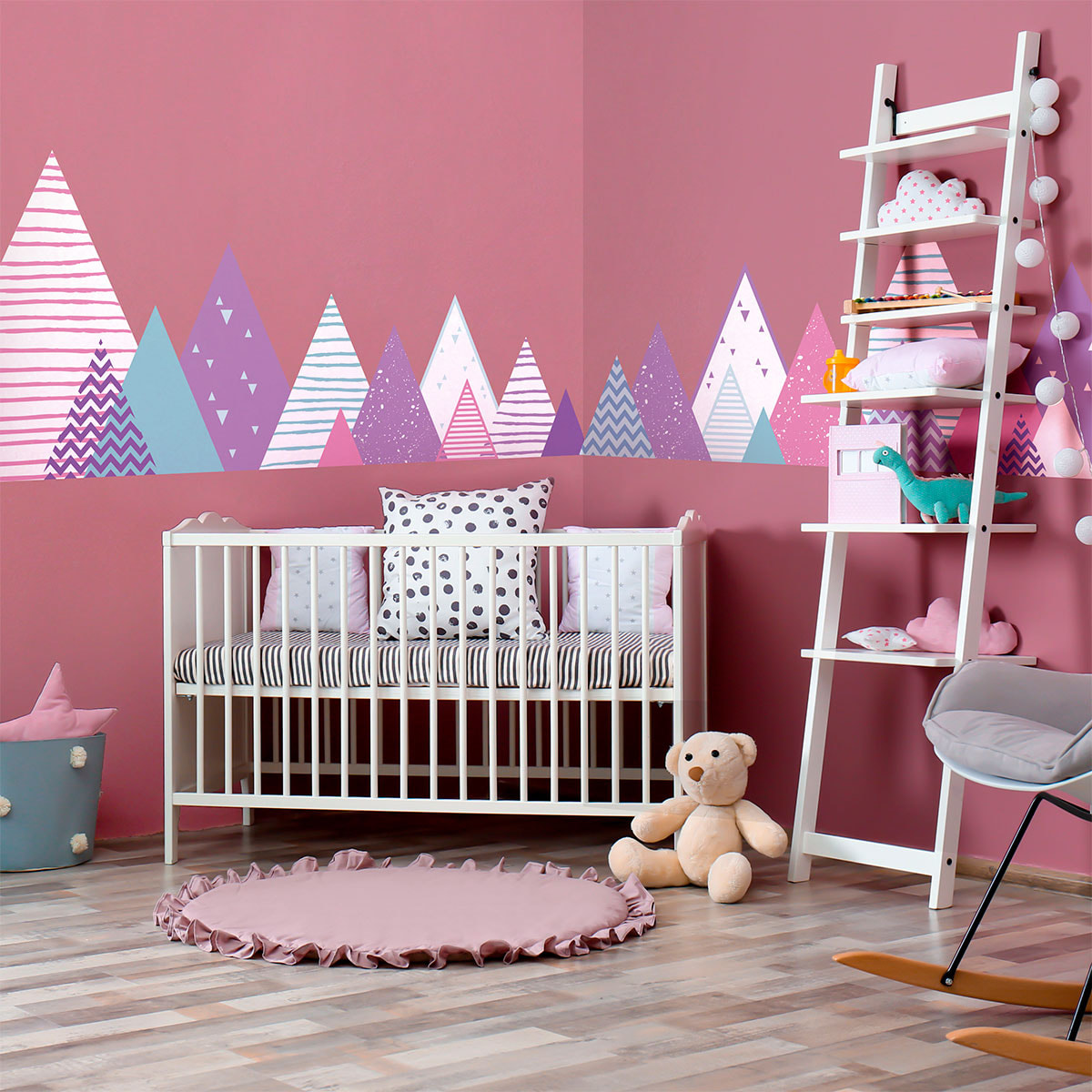 Stickers muraux enfants - Décoration chambre bébé - Autocollant Sticker mural géant enfant montagnes scandinaves MALIKA