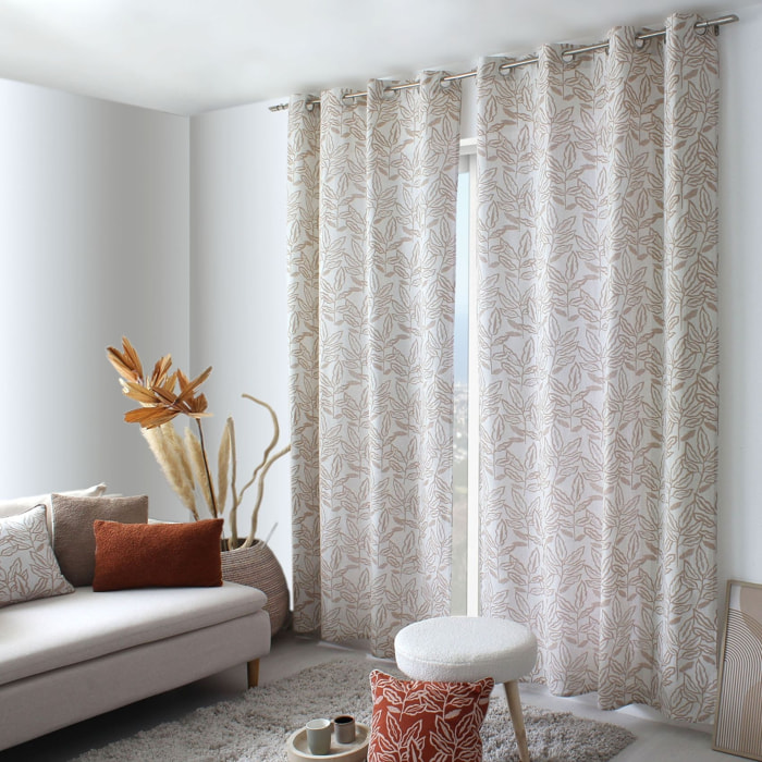Rideau à oeillets en coton recyclé Chambray - Beige