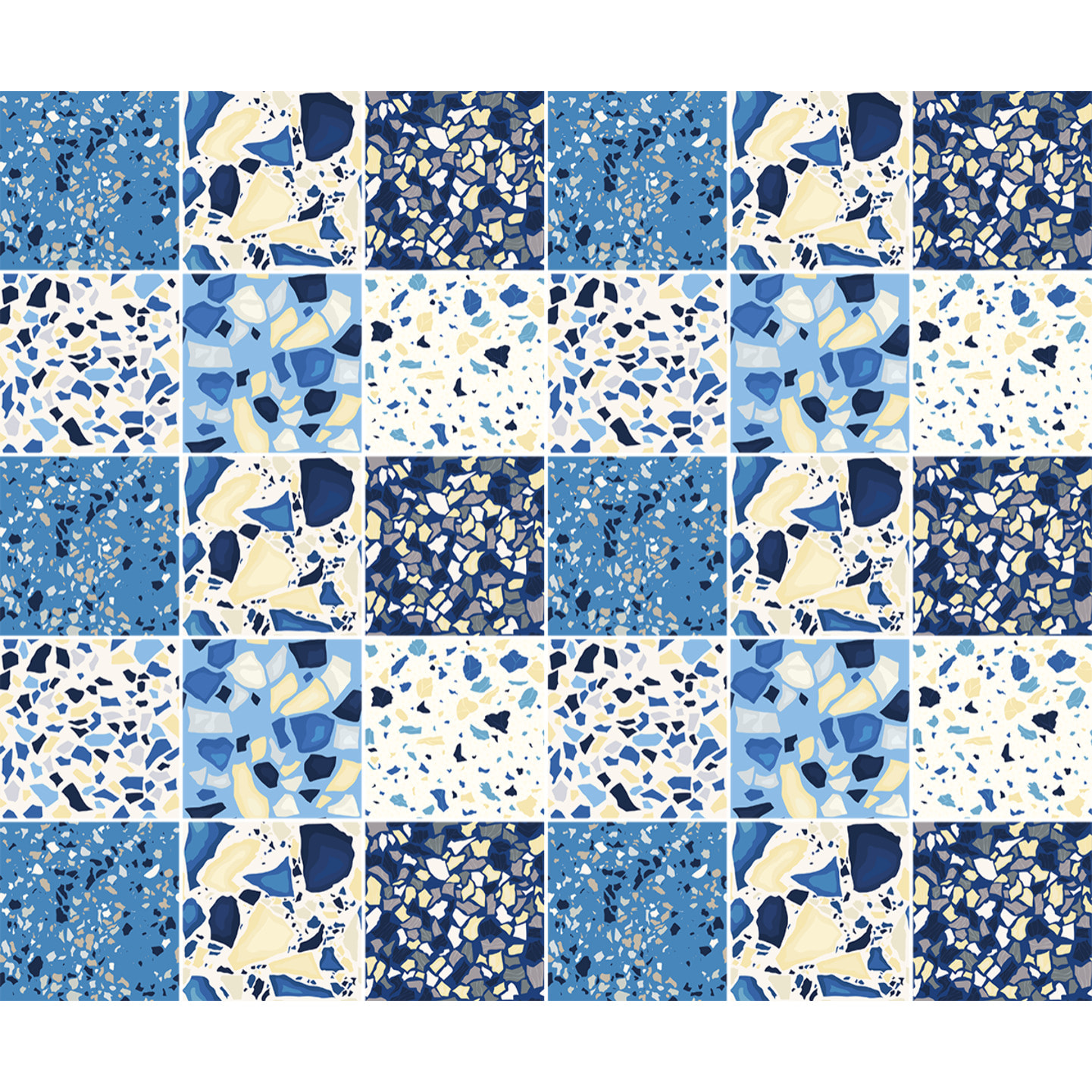 Stickers muraux - Sticker Mural Carrelage adhésif Cuisine Salle de Bain - 30 STICKERS CARREAUX DE CIMENT TERRAZZO YUMI