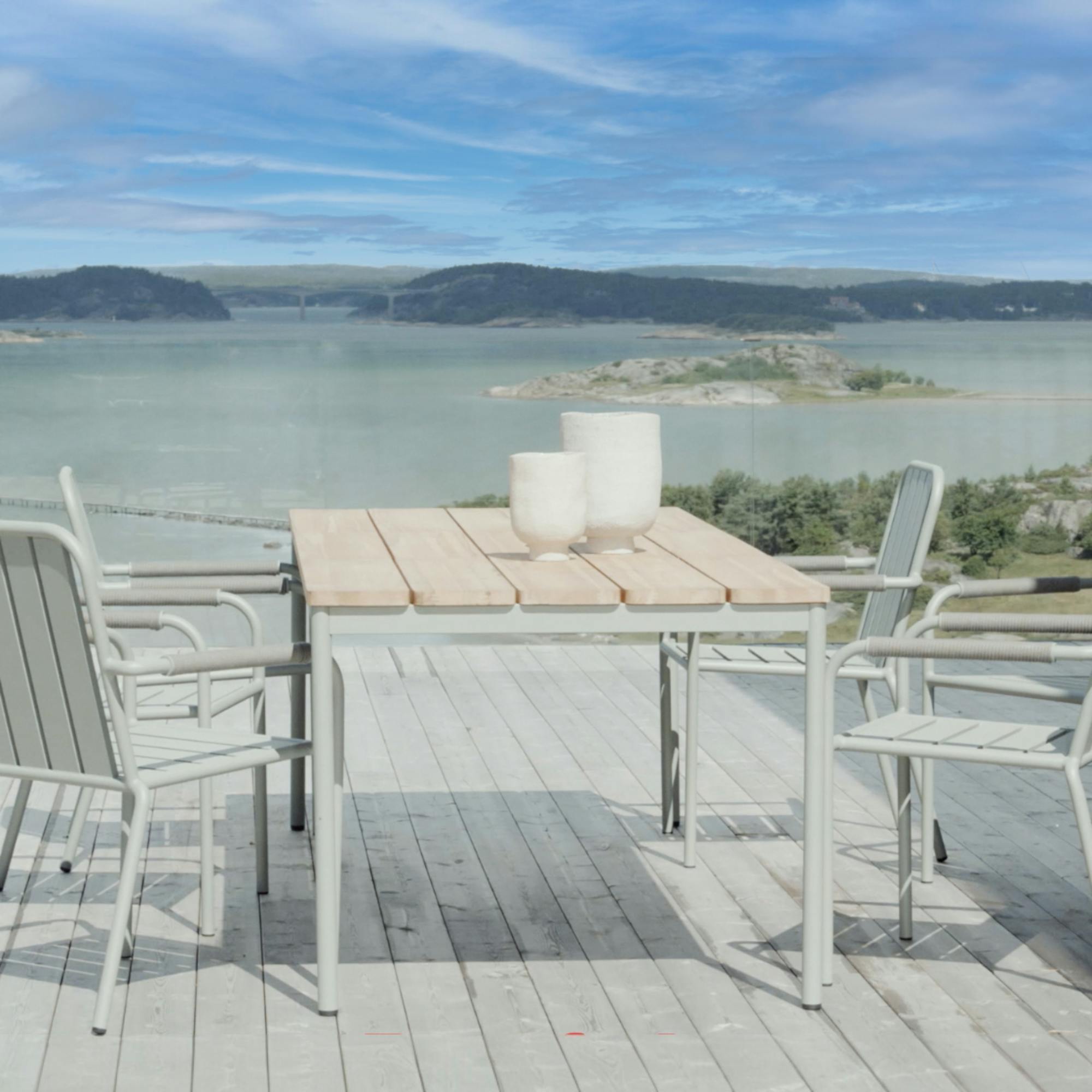 Table de jardin en aluminium vert argile et teck 238 cm OSLO