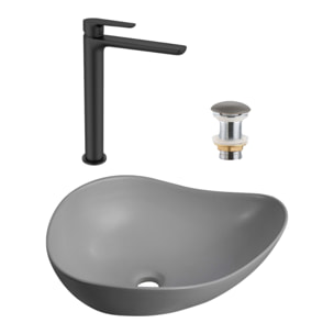 PixL 51x38x19 cm vasque à poser + Swiss Aqua Technologies Mood mitigeur lavabo XL + Ceramia PixL bonde (CEPX505GRMSAT285C)