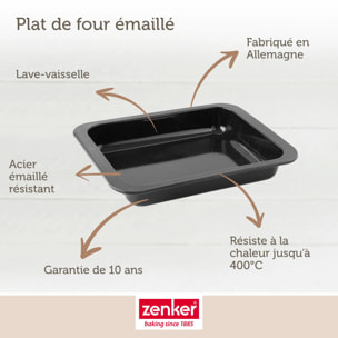 Lot de 2 plats four 33/33 cm en acier émaillé avec 2 ustensiles Zenker Special cooking