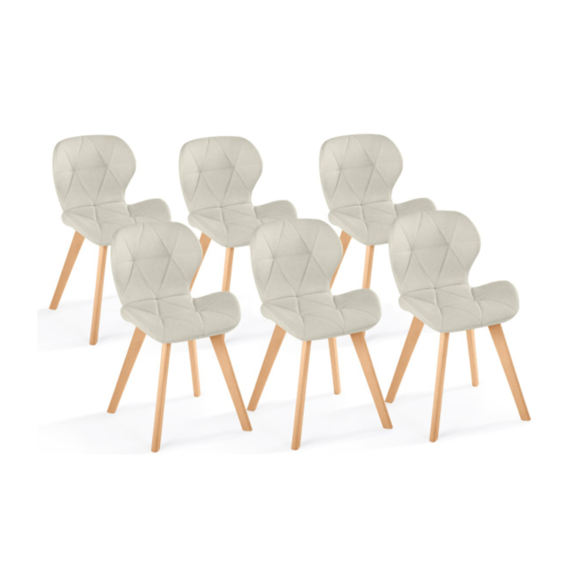 Chaises Gatsby en tissu et pieds bois - Beige