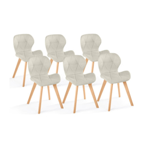 Chaises Gatsby en tissu et pieds bois - Beige