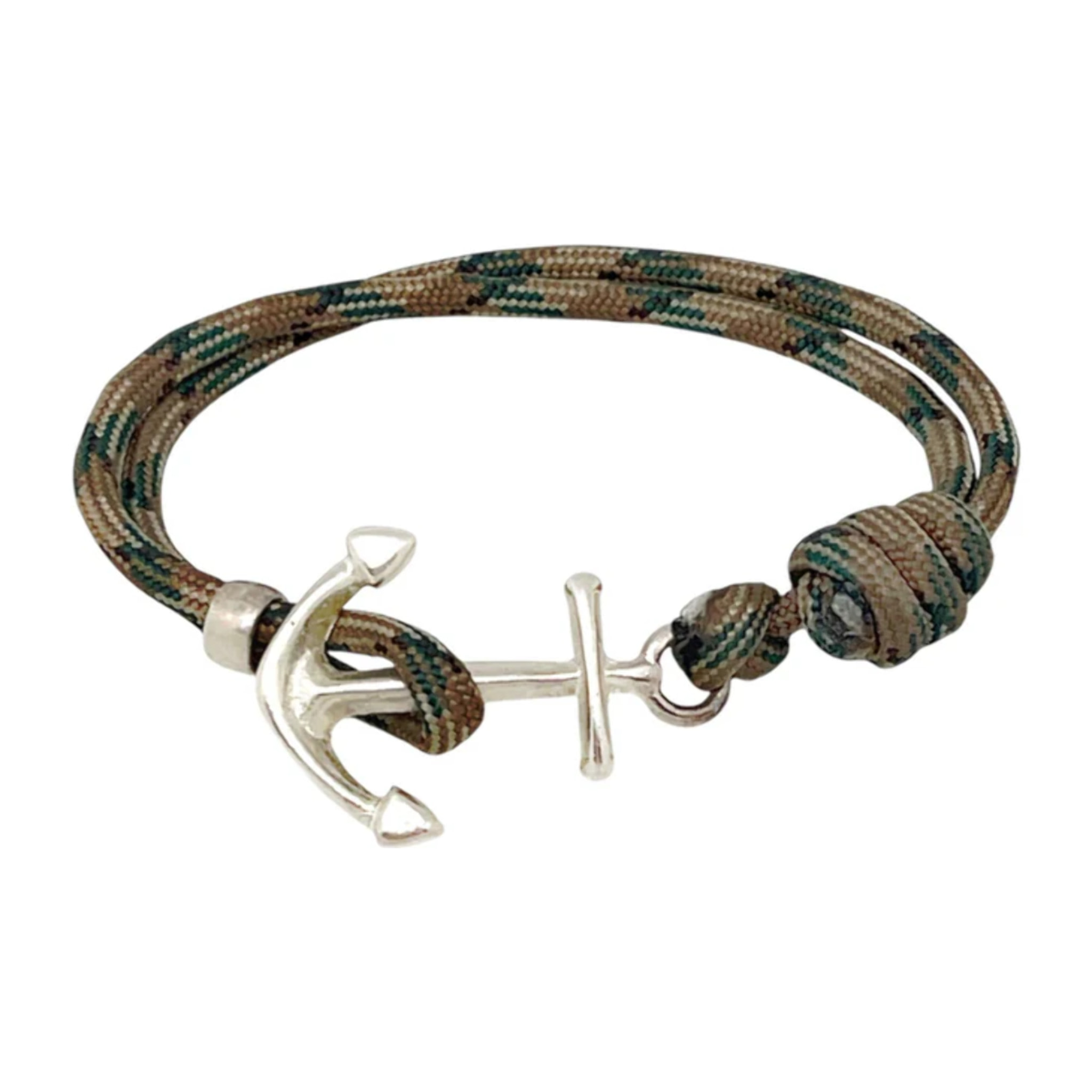 Pulsera Ancla paracord en verde jaspe y plata chapado