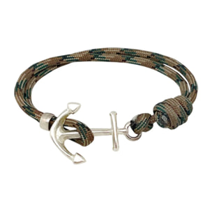 Pulsera Ancla paracord en verde jaspe y plata chapado