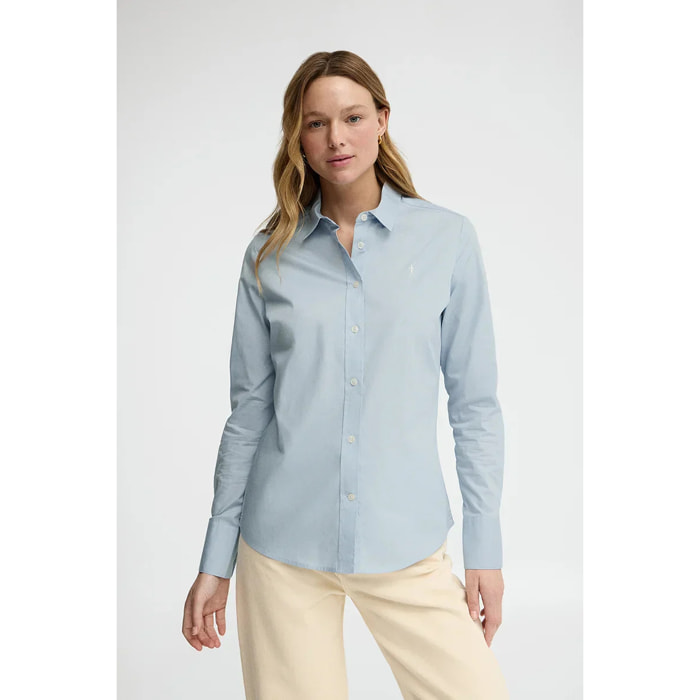 Camicia in popeline azzurra con ricamo Rigby Go
