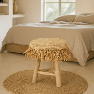 Tabouret en teck et en jute  TILOS