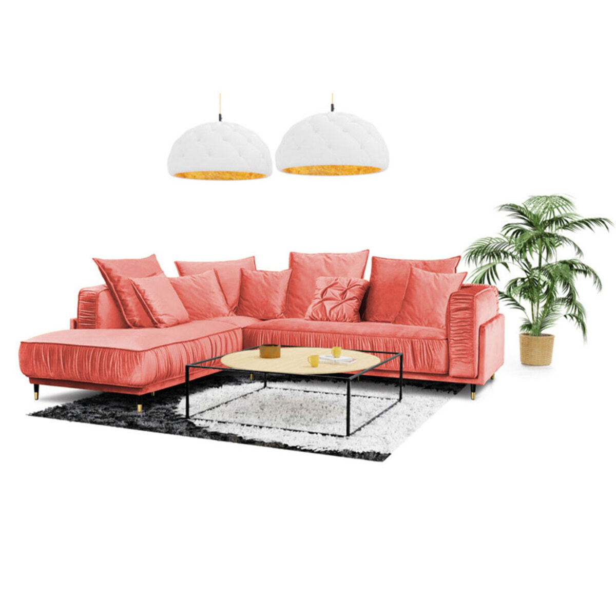 Canapé Velours Angle gauche Fiorenzo - 4 Places