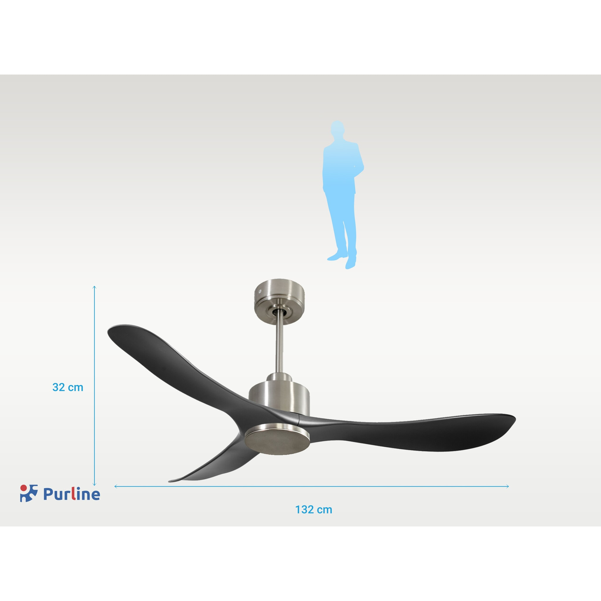 Ventilador de techo Reversible Termostato Wifi Motor DC Techos Inclinados Mando a Distancia Hypersilence Memoria TiomanD132C0364979 PURLINE