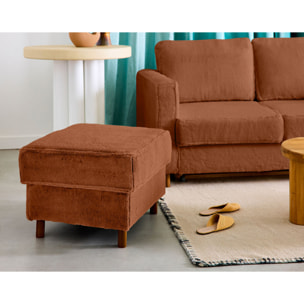 Jake - pouf en fausse fourrure - pieds en bois foncé - Rouille