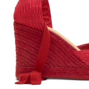 Alpargata Cacia cuña de yute tintada en rafia trenzada con forma de corazón