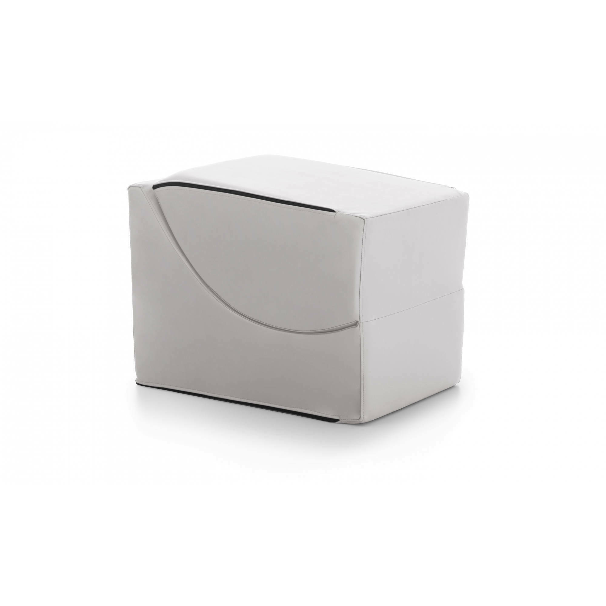 Letto pieghevole Arbil, Pouf trasformabile in letto singolo, Chaise longue in ecopelle, 100% Made in Italy, 130x50h50 cm, Bianco