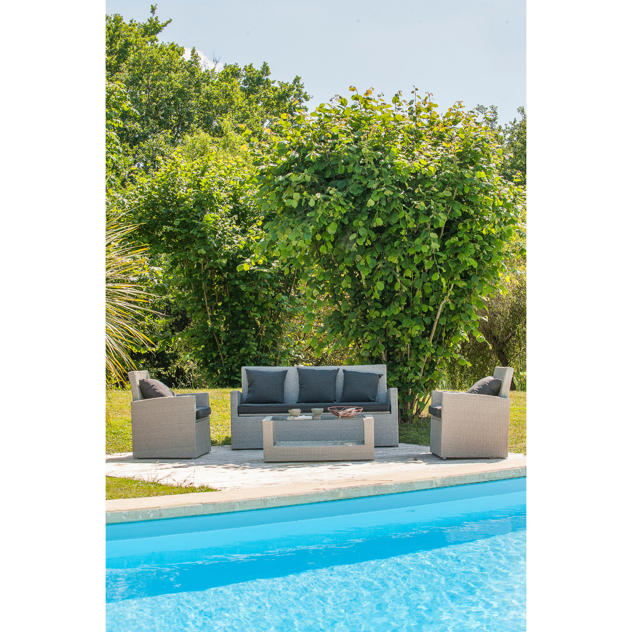 PVC-CONFORT - Salon de jardin 5 places en résine tresséee