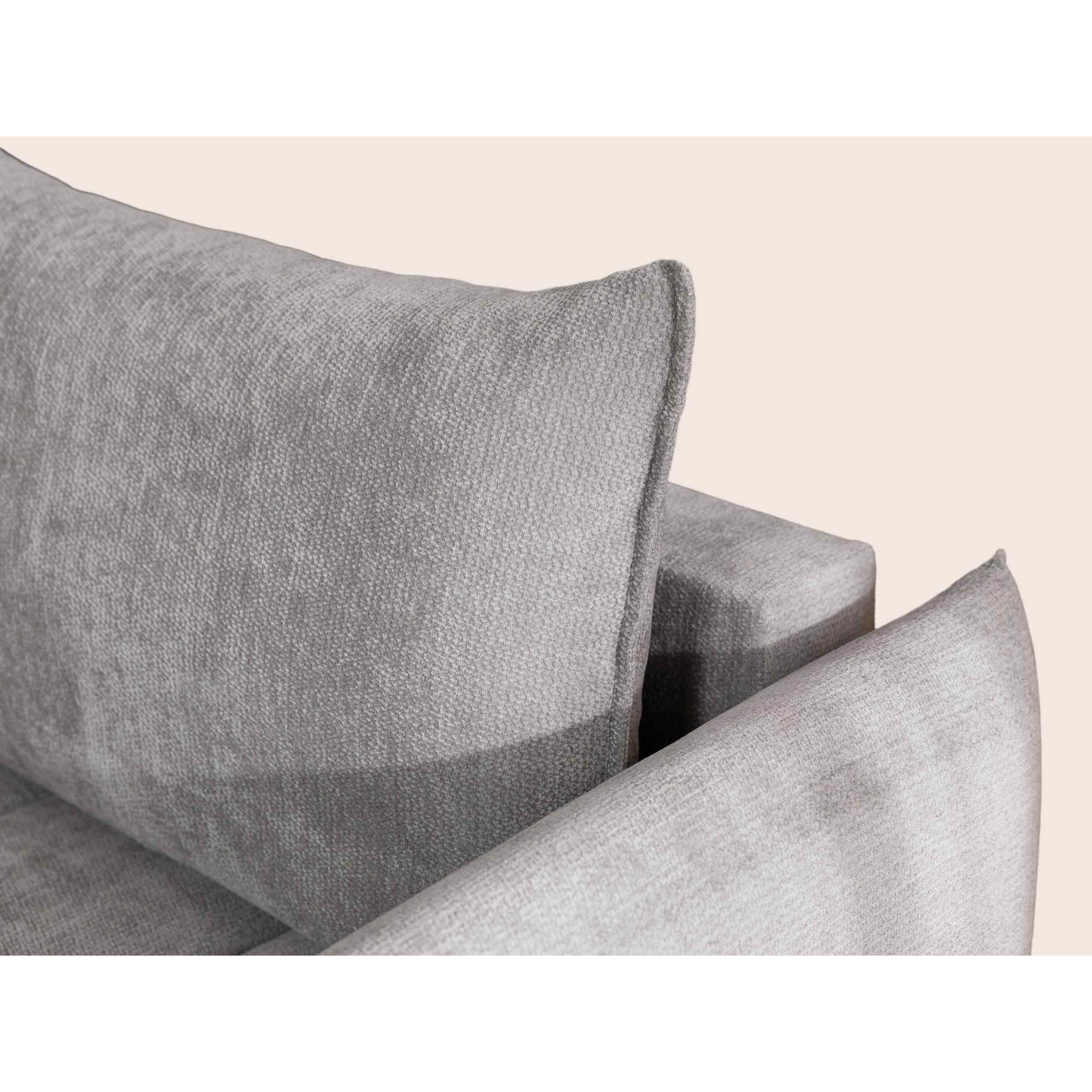 Ambroise - Canapé d'angle droit 4 places convertible avec coffre en velours texturé - Gris clair