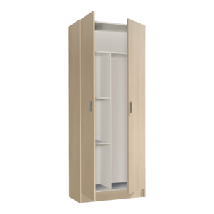 Armadio multiuso Charleston, Mobile portascope a 2 ante, Scarpiera con ripiani, Guardaroba portascope, cm73x37h180, Rovere