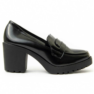 Mocasines De Tacón - Negro - Altura: 7 Cm