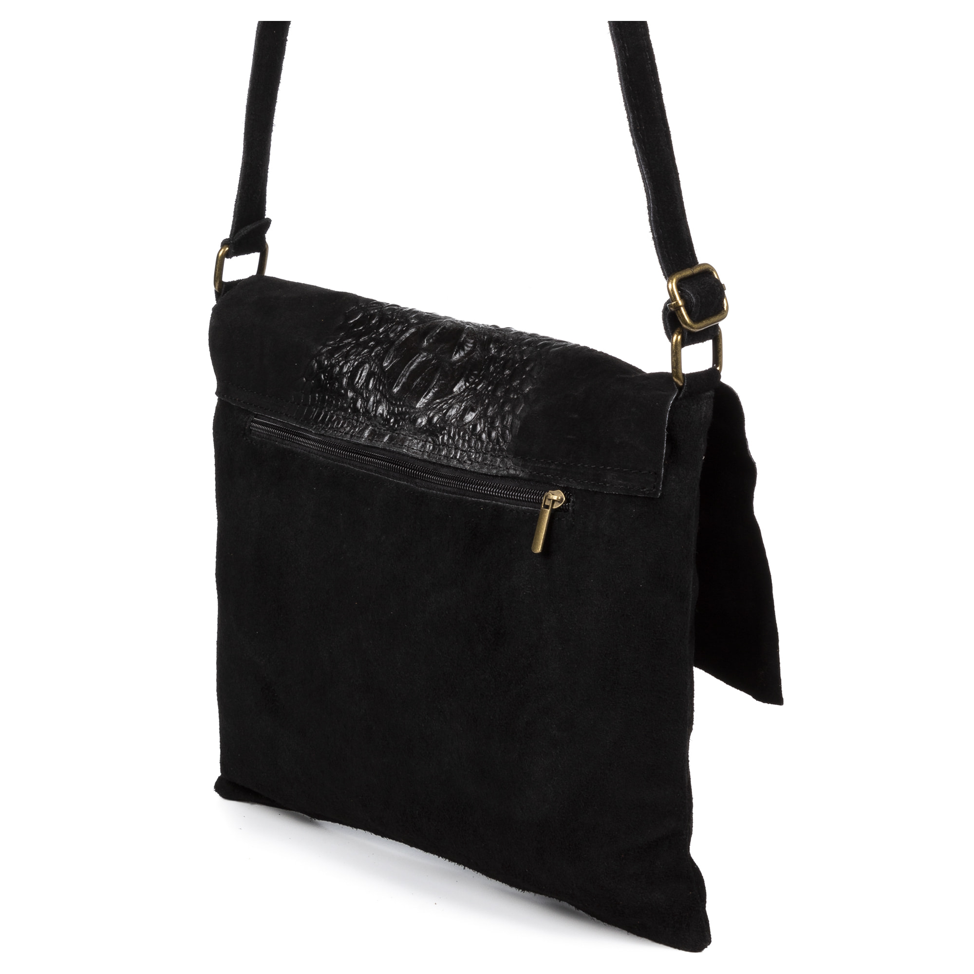 Daniela Bolso bandolera Mujer.Piel auténtica Gamuza Grabado Cocodrilo