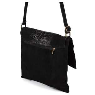 Daniela Bolso bandolera Mujer.Piel auténtica Gamuza Grabado Cocodrilo