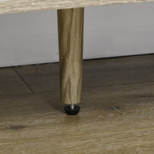 Buffet design scandinave 4 portes 2 étagères piètement bois de pin panneaux portes motif chevrons blanc aspect bois gris