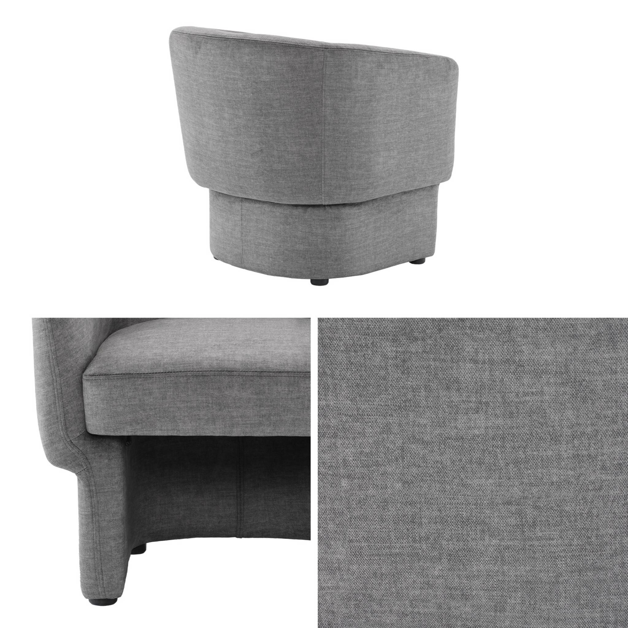 Fauteuil relax en tissu avec forme de dossier et piètement arrondis gris foncé