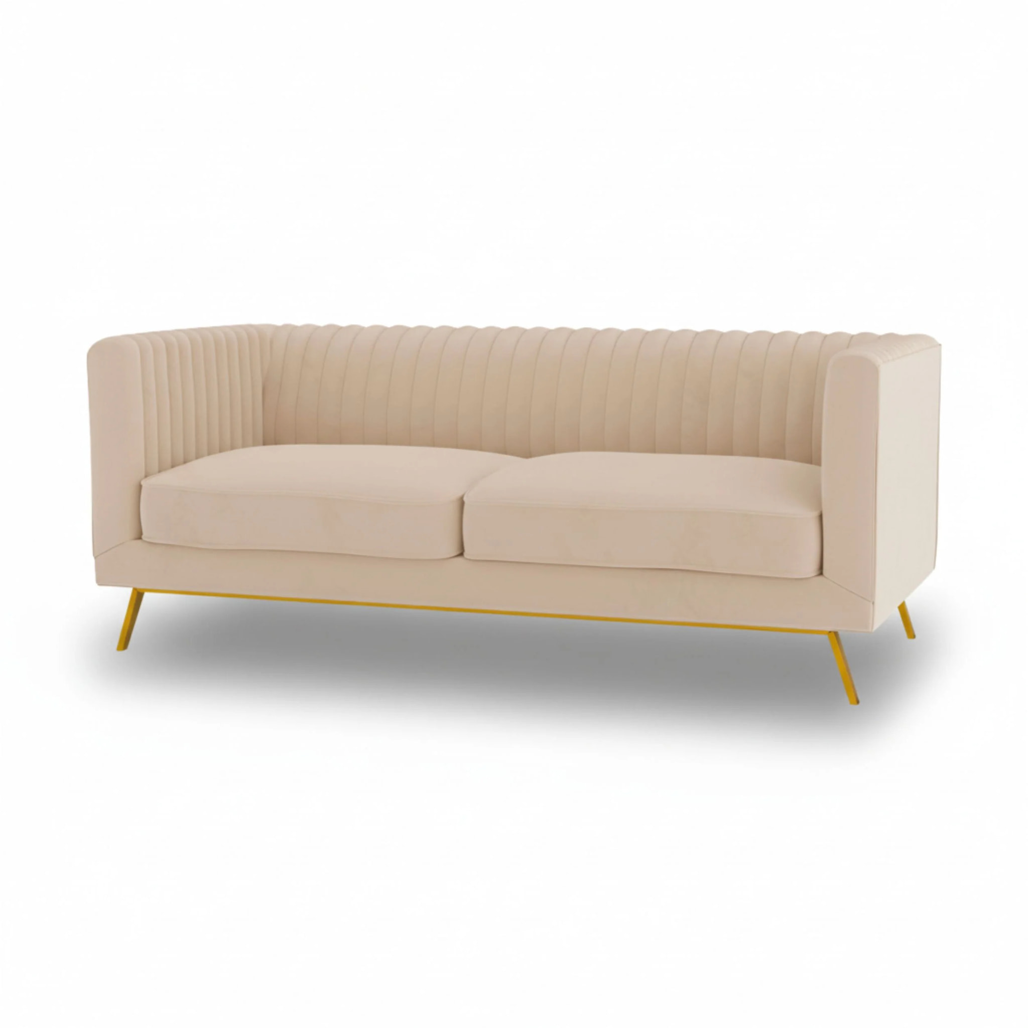 Canapé 2 places en velours beige - Gatsby