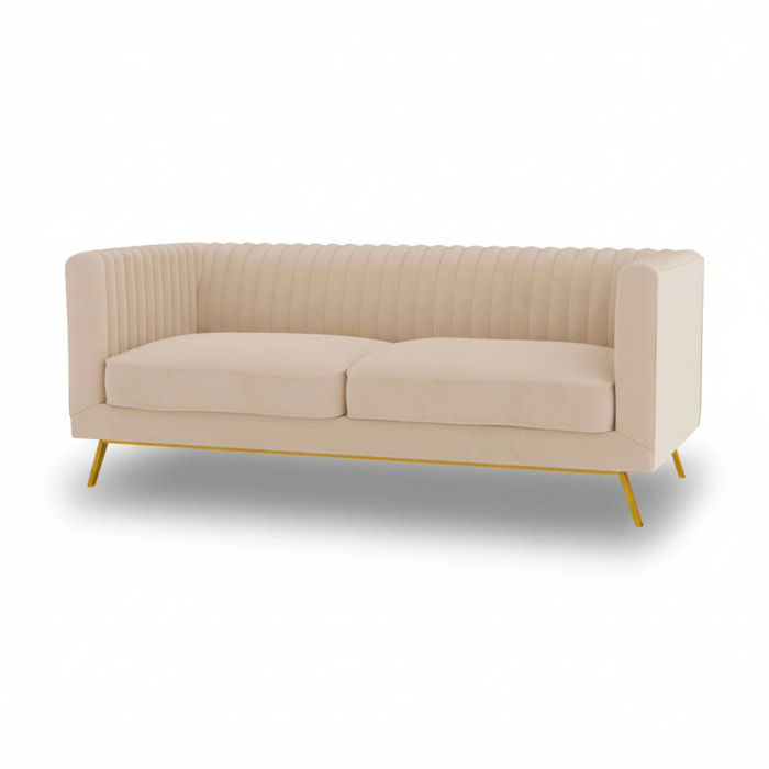Canapé 2 places en velours beige - Gatsby