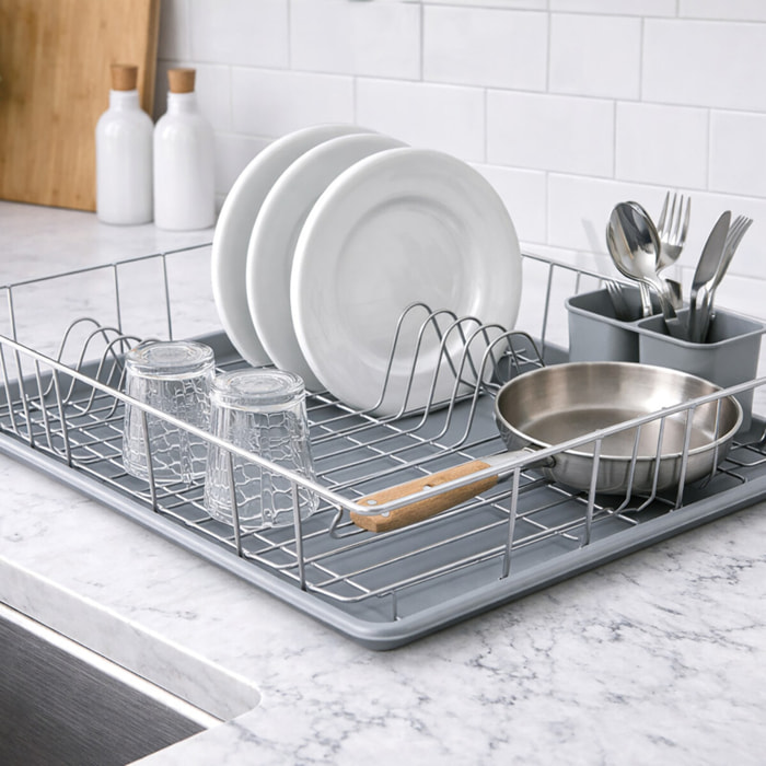 Egouttoir à vaisselle SAKURA avec plateau an Acier Chromé Gris MSV