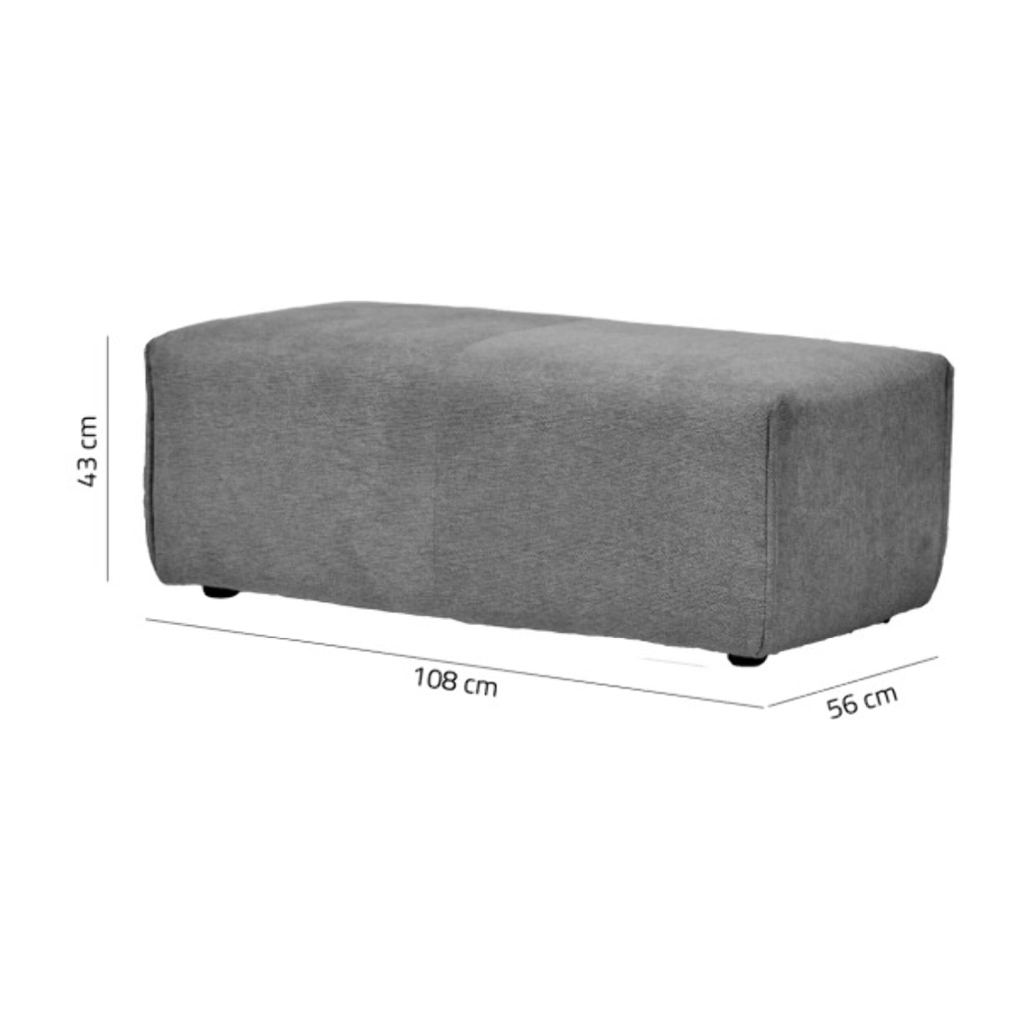 Pouf en tissu gris pour canapé modulable - FINN