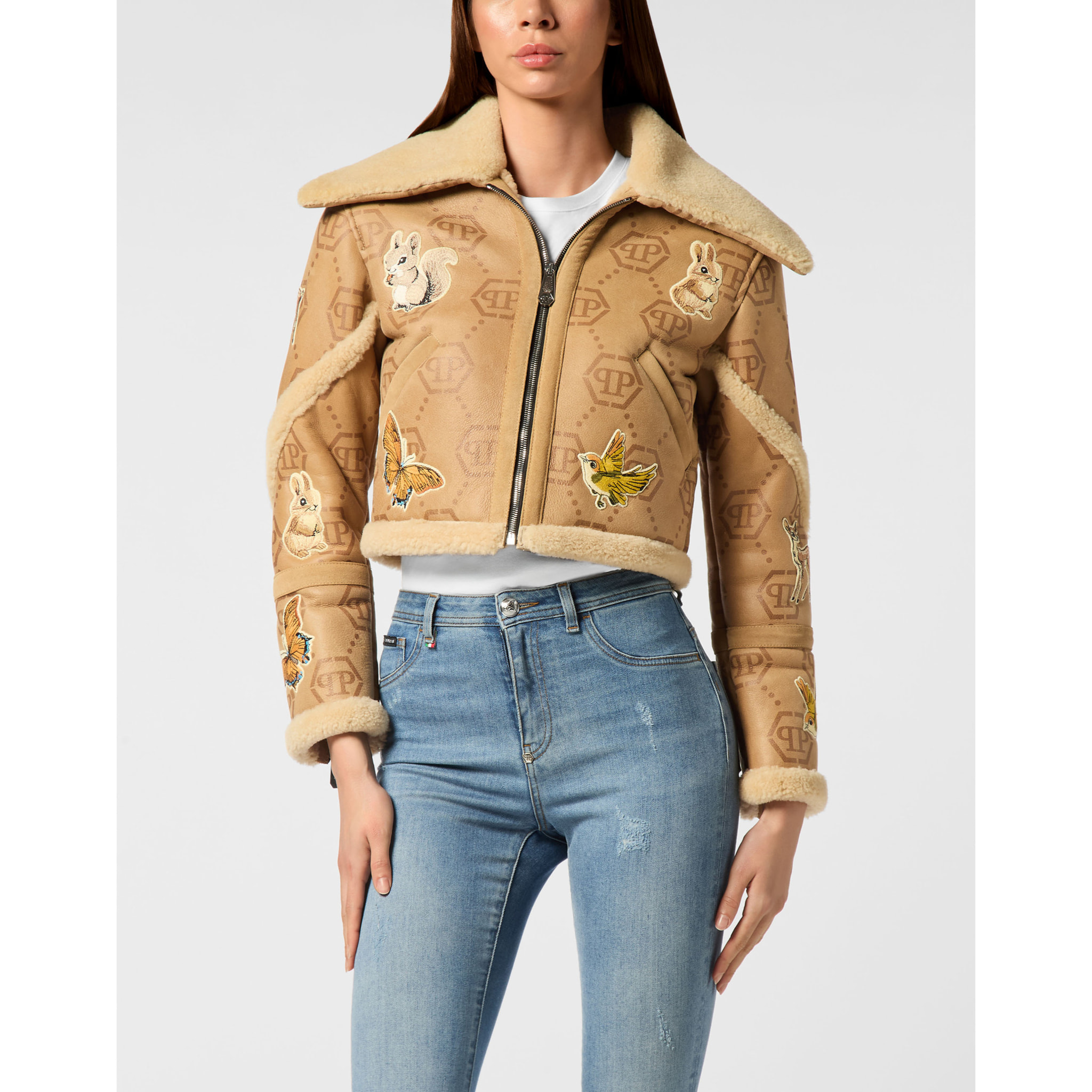 PHILIPP PLEIN Chaqueta de cuero MONOGRAM