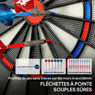 Cible jeu de fléchettes électronique 34 jeux jusqu'à 8 joueurs grand écran LED charge USB-C