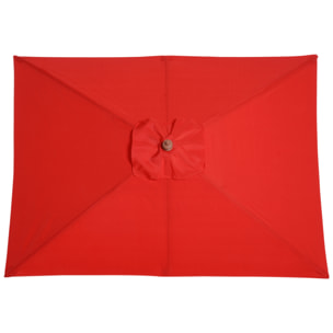 Parasol rectangulaire inclinable bois polyester haute densité 2L x 1,5l x 2,3H m rouge