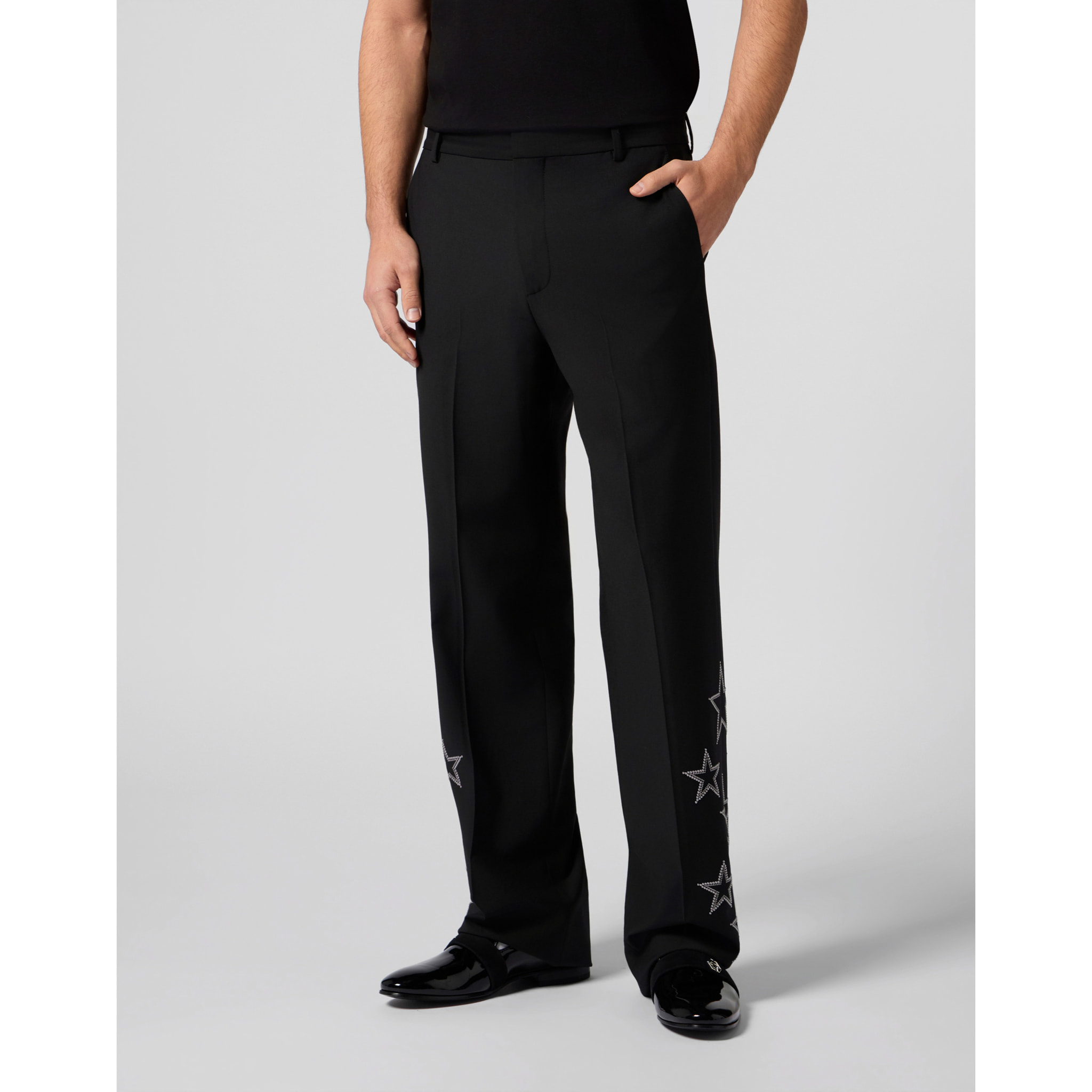 PHILIPP PLEIN Loose Fit Trousers Stars Studs