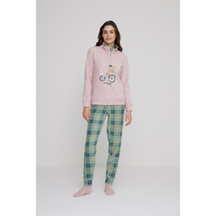 Pigiama donna yuppie in pile con collo tre bottoni Noidinotte